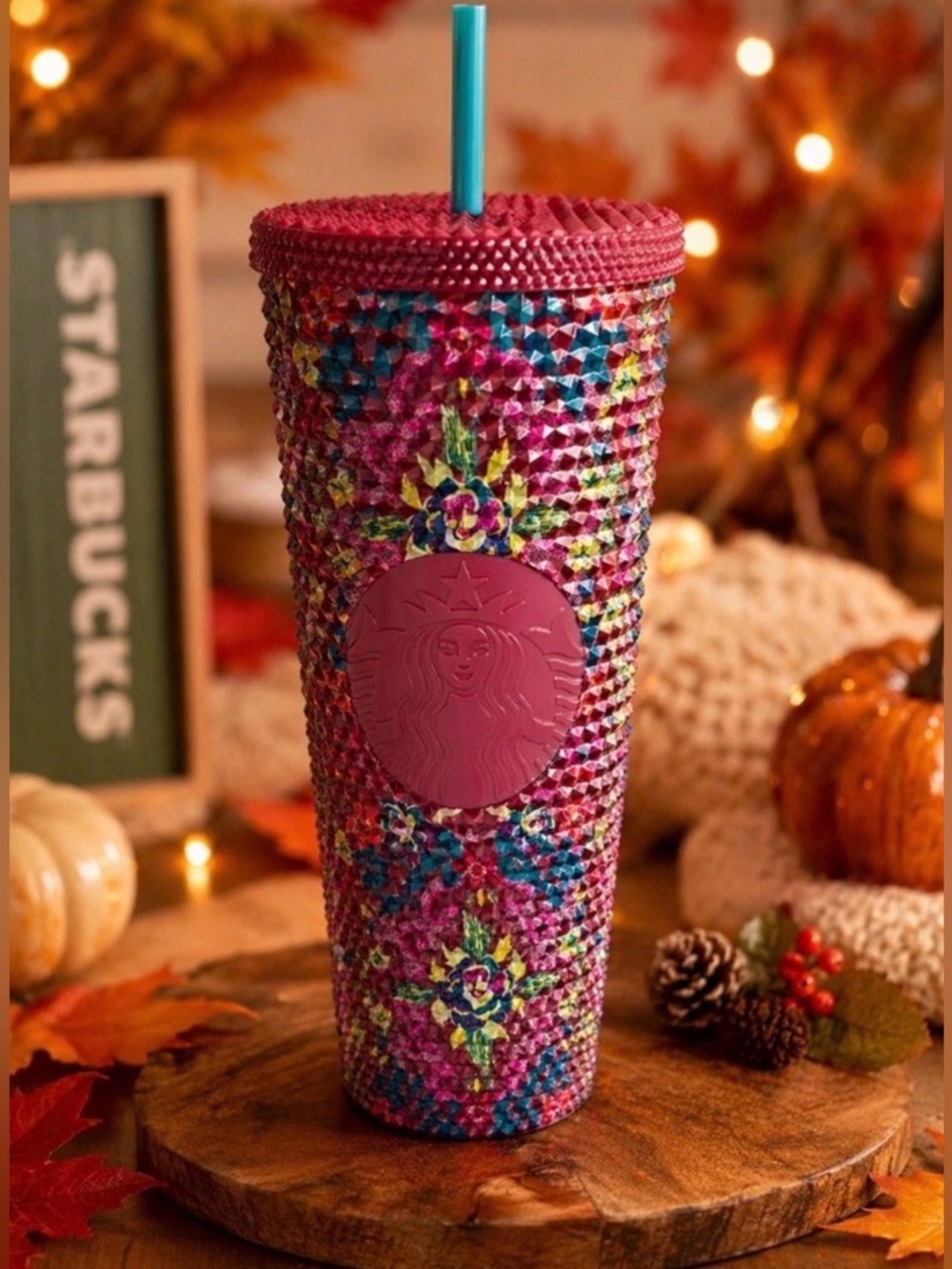 Starbucks Fall 2025 Floral Bling Studded Cold Cup 24oz Tumbler